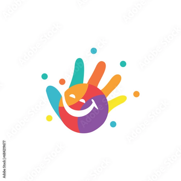 Obraz Child hand logo design with cheerful colors