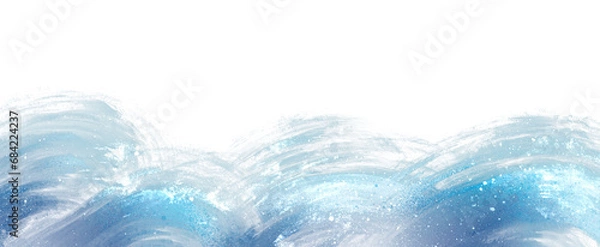 Obraz 海や波をイメージした和風の筆跡, 背景透過のブラシ