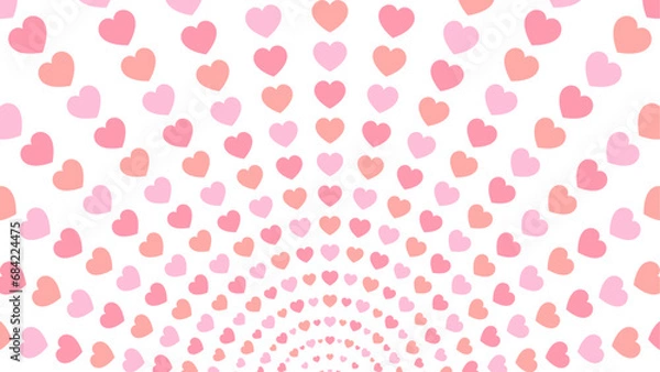Fototapeta 放射状に広がるハートの背景