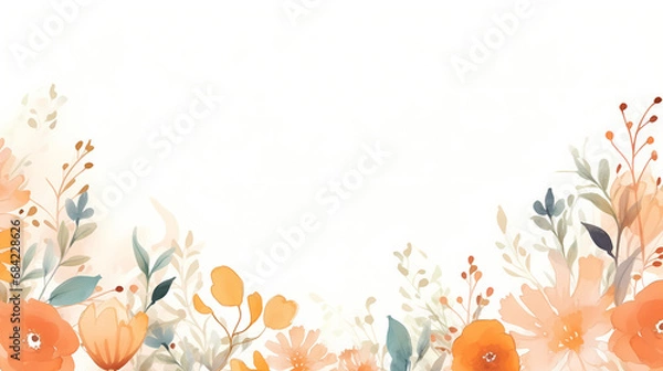 Obraz Orange wild floral background with watercolor