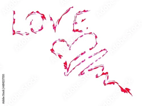 Obraz Red heart on white and writing Love