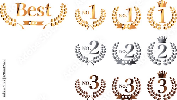 Obraz 金銀銅のランキングアイコン　数字