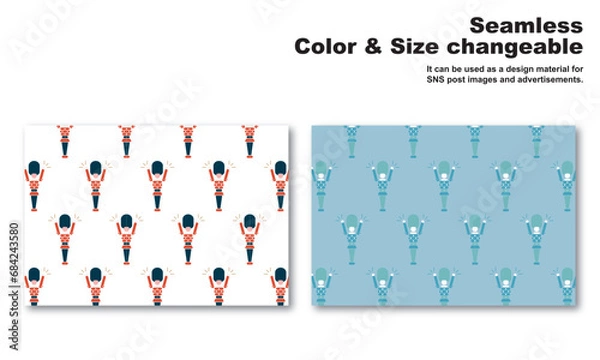 Obraz おもちゃの兵隊をモチーフにした背景パターン、シームレス、グラフィック素材