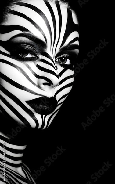 Fototapeta Chic: Vector Lady. Elegance in black and white, shadows,. Fashionable Citrus Grace: Vector Art. Vibrant Summer Portrait in Vector. Modern Style: Orange Summer Lady