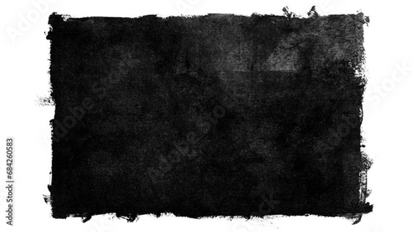 Obraz Black grunge rectangle background made from paint roller marks isolated on transparent background