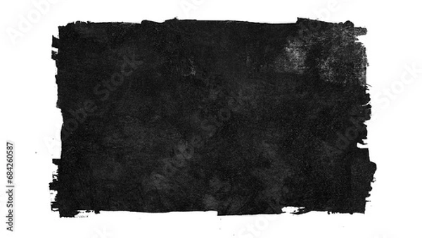 Fototapeta Black grunge rectangle banner made from paint roller marks on transparent background