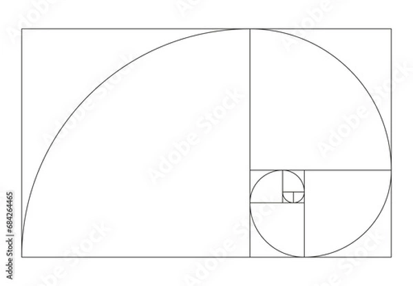 Fototapeta Golden Ratio Spiral Guide - Simplified Fibonacci Template