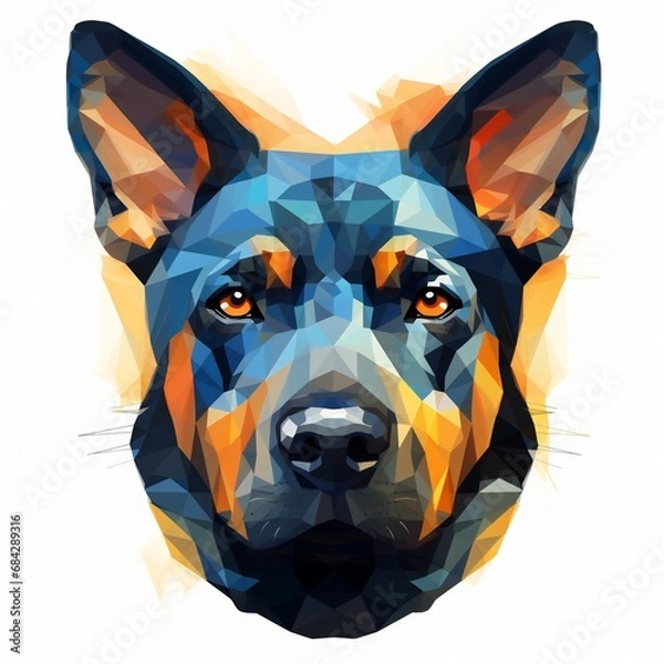 Obraz Dog Head Illustration. Animal Head isolated on white. Poly. Geometric.