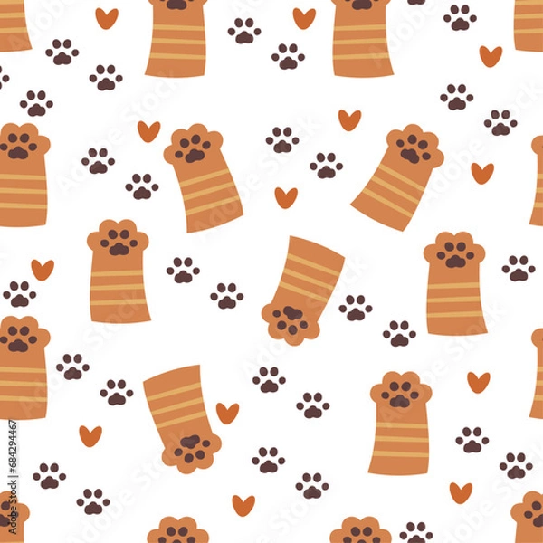 Fototapeta Cat paw seamless vector pattern wallpaper