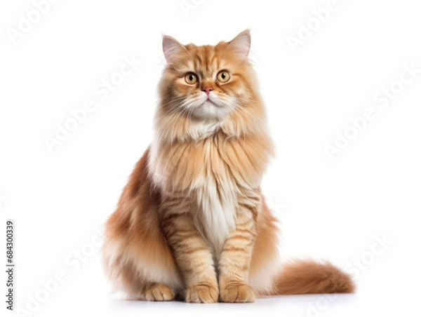 Obraz British Longhair Cat Studio Shot Isolated on Clear Background, Generative AI