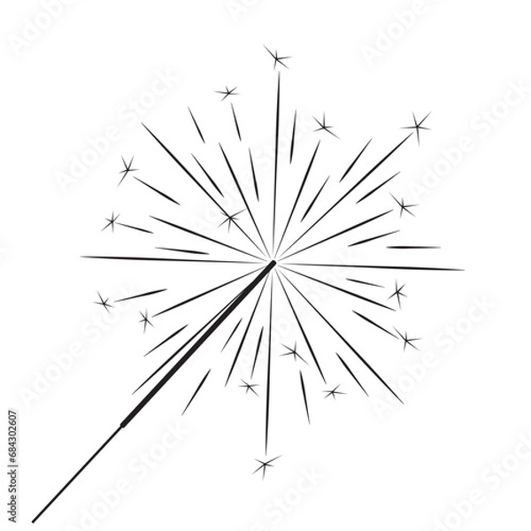 Obraz party sparkler vector illustration, black shape on white background