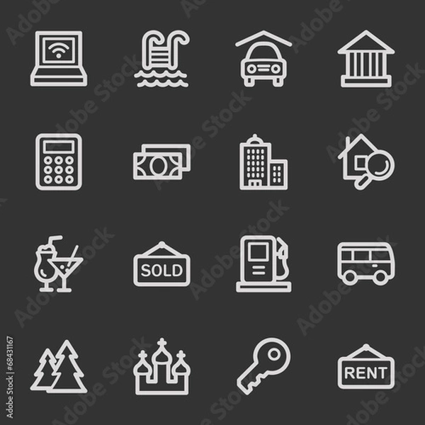 Fototapeta Travel web icon set 4, grey set