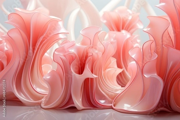 Fototapeta Abstract pink curves in the style of flower petals.