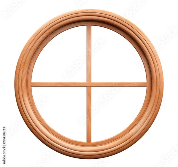 Fototapeta Round wooden window. Isolated on a transparent background.