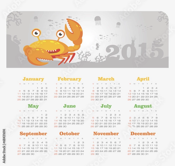 Fototapeta Calendar 2015 year with crab