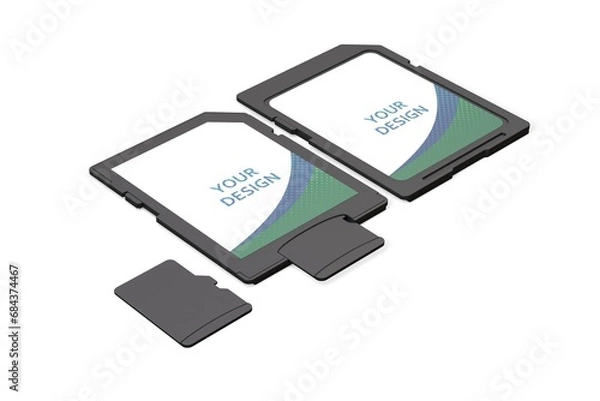 Fototapeta Memory Cards Set on White Background