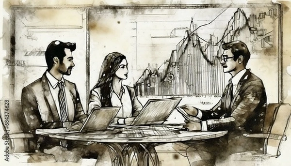 Fototapeta business team with graph