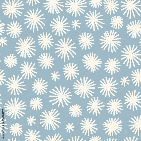 Fototapeta Snowflakes seamless christmas 2024 vector pattern hand draw. Snow festive seamless pattern for textile prints, cards, design