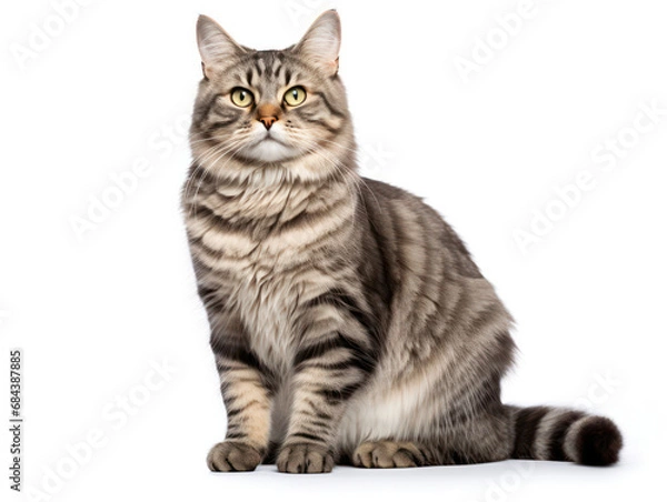 Fototapeta American Bobtail Cat Studio Shot Isolated on Clear Background, Generative AI