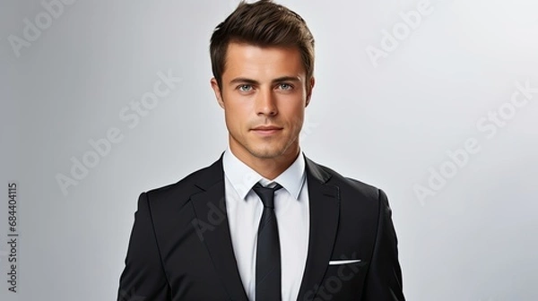 Obraz portrait of an young handsome businessman with suit, isolated on studio background