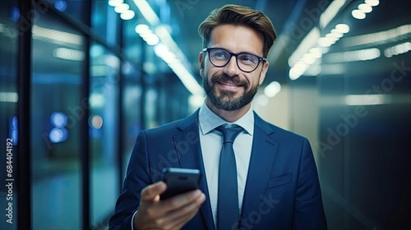 Obraz businessman with mobile phone