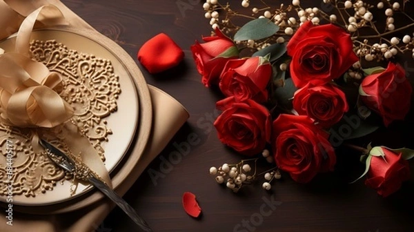 Obraz 赤い薔薇とバレンタインのプレゼント