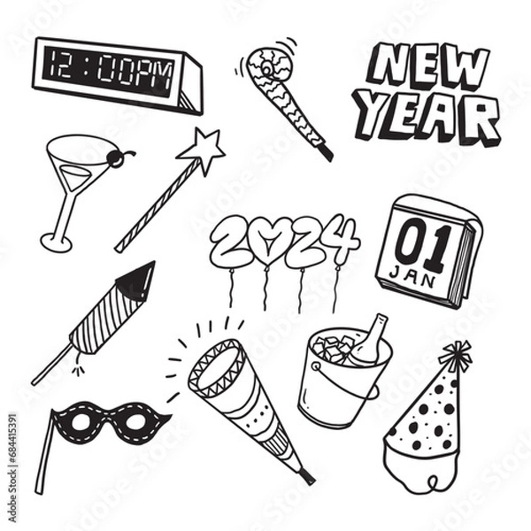 Obraz set of new year elements