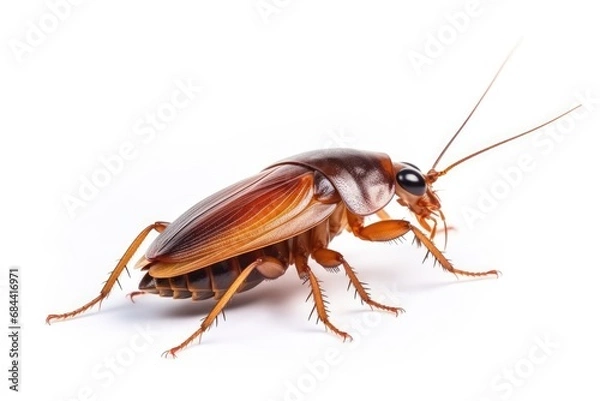 Obraz a cockroach on a transparent in white background, Generative Ai