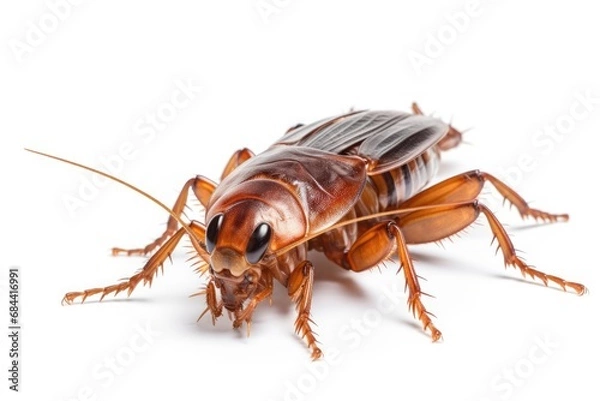 Obraz a cockroach on a transparent in white background, Generative Ai