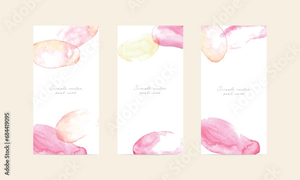 Fototapeta 水彩画。水彩タッチのポストカードテンプレートセット。水彩画の抽象的背景。Watercolor. Postcard template set with watercolor touch. Watercolor abstract background.