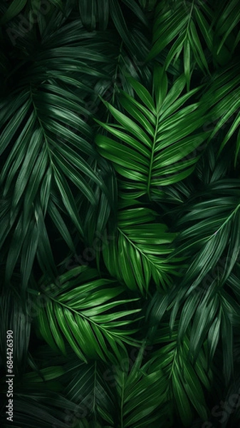 Fototapeta closeup nature view of green leaf and palms background