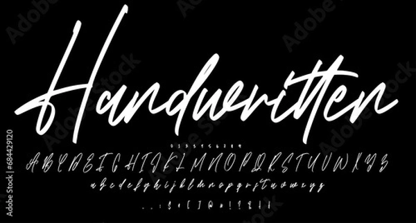 Fototapeta handwritten Brush script sign font script vector lettering. typography. Motivational quote. Calligraphy postcard poster graphic design lettering element