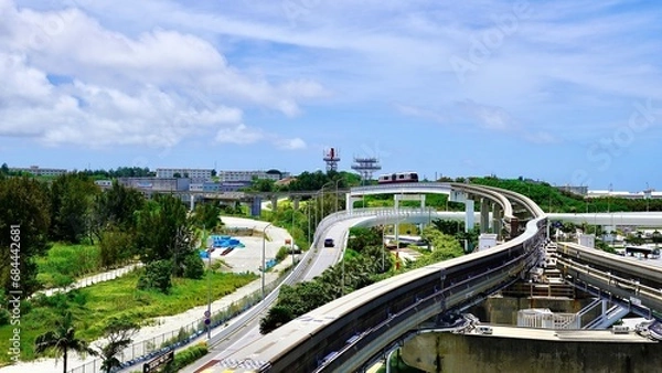 Obraz 那覇空港駅に到着する沖縄都市モノレールゆいレール