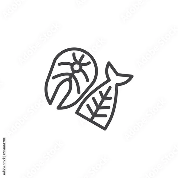 Fototapeta Seafood products line icon