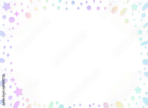 Fototapeta 虹色の星と水玉のキラキラクリスマスフレーム