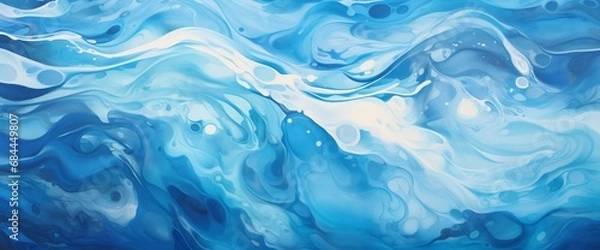 Fototapeta An abstract design of blue swirls and curls, resembling an underwater current in a deep ocean.