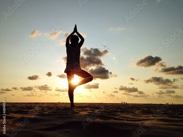 Obraz yoga am strand