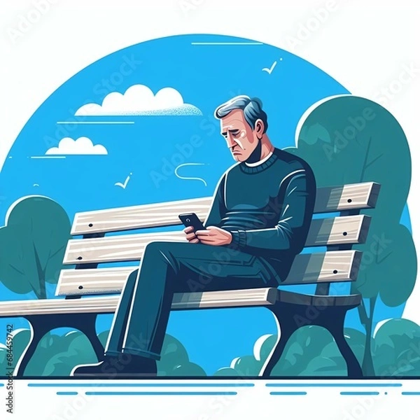 Fototapeta man sitting on a bench