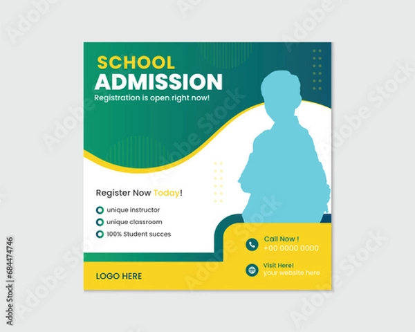 Fototapeta school admission social media post design template