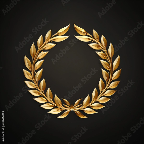 Obraz golden laurel wreath black background