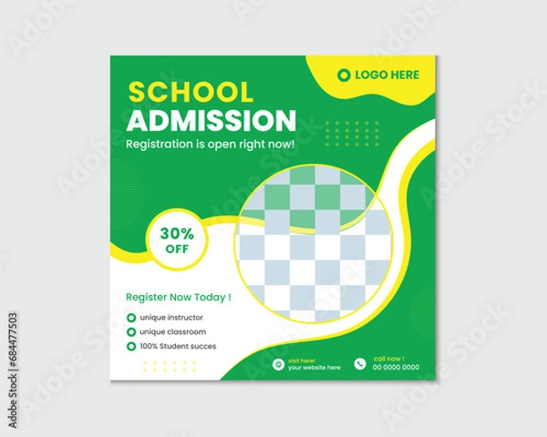 Fototapeta school admission post design template