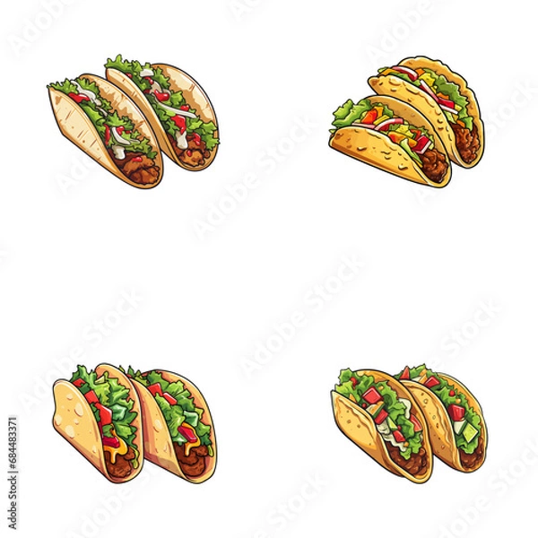 Fototapeta set of tacos vector illustrations