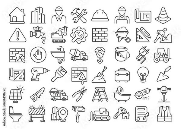 Fototapeta Construction icon set isolated on white background