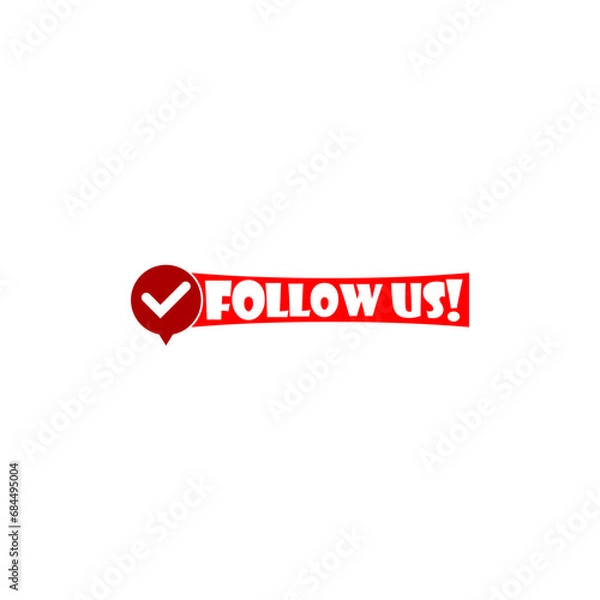 Fototapeta Follow us banner isolated on white background