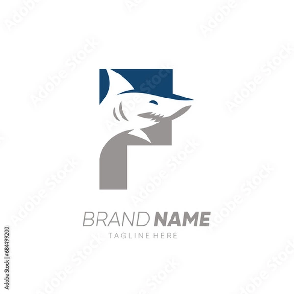 Fototapeta Letter F Shark Logo Design Vector Icon Graphic Emblem Illustration