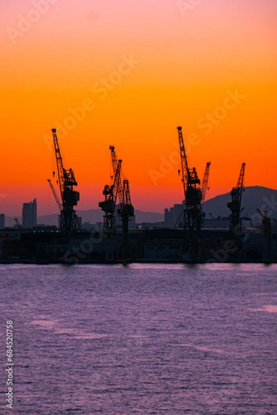 Obraz 夕暮れ時の神戸港