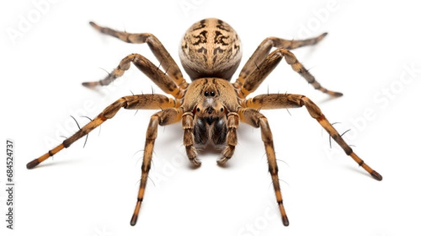 Fototapeta A brown and black spider isolated on a transparent background, Generative AI