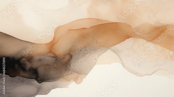 Fototapeta Ocher Watercolor Wallpaper With Added Black On Watercolor Paper Created Using Artificial Intelligence
