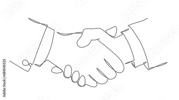 Obraz Handshake One line drawing isolated on white background