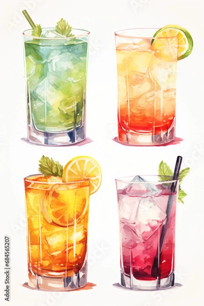 Fototapeta Vibrant Mixology: A Spectrum of Colorful Cocktails